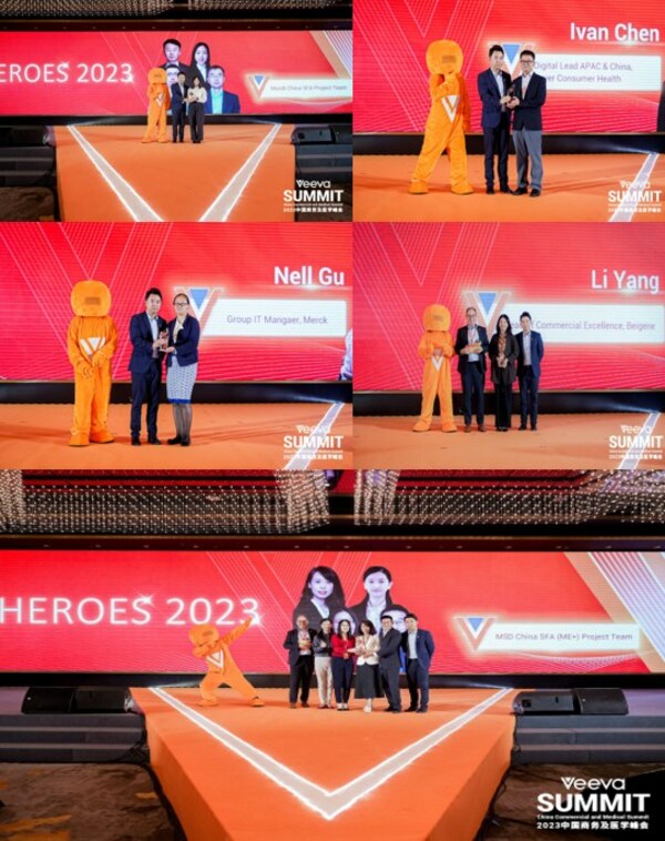 Veeva Heroes 2023大奖揭晓。获奖的个人包括拜耳消费者健康亚太地区及中国区数字化负责人Ivan Chen，默克集团IT经理Nell Gu，百济神州商务卓越负责人 Li Yang; Mundi China SFA项目团队，默沙东中国China SFA(ME+)项目团队分别斩获团队大奖。